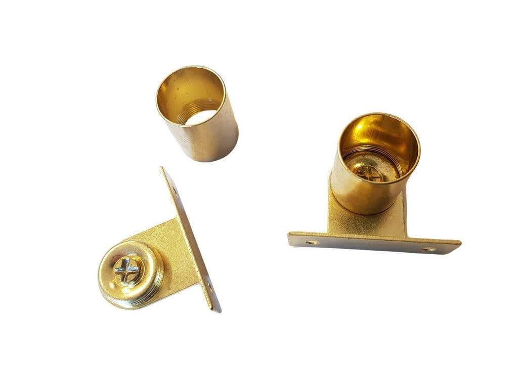 2 Brass Cranked Curtain Rod Recess Brackets 20mm Pole Support Brackets